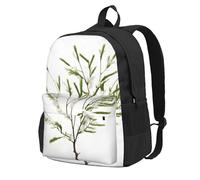 NImongt Mochila de gran capacidad con estampado de plantas naturales blancas y verdes (1) para adultos, viajes, escuela, viajes, trabajo, uso diario al aire libre