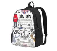 NImongt Mochila de gran capacidad con estampado "I Love London" para adultos, viajes, escuela, viajes, trabajo, uso diario al aire libre