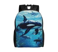 NImongt Mochila impermeable con estampado de ballenas asesinas, unisex, para viajes, trabajo, al aire libre, viajes de negocios, uso diario
