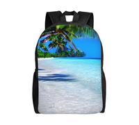 NImongt Mochila impermeable con estampado tropical de arena blanca y océano, unisex, para viajes, trabajo, al aire libre, viajes de negocios, uso diario