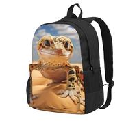 NImongt Mochila para adultos con estampado de geco de leopardo y arena, resistente al agua, gran capacidad, para senderismo, camping, viajes, picnics