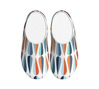 NImongt Pantuflas de estilo retro de mediados de siglo con estampado de formas de caída, para interiores, lavables, para mujeres y hombres, zapatos de hotel bonitos y elegantes para invitados