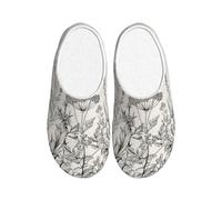 NImongt Pantuflas lavables para interiores con estampado de hierbas florales y grabados botánicos, para mujeres y hombres, zapatos de hotel elegantes para invitados