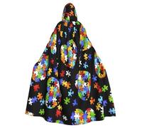 NImongt Rompecabezas de concienciación sobre el autismo, capa con capucha con estampado de corazón, carnaval, cosplay, festivales, celebraciones al aire libre, fiestas temáticas