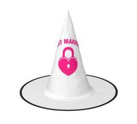 NImongt Sombrero de bruja unisex con estampado de recién casados para fiestas de adolescentes, carnavales y cosplay