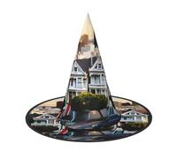 NImongt Sombrero de bruja unisex con estampado de San Francisco para fiestas de adolescentes, carnavales y cosplay