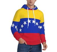 NImongt Sudadera con capucha para hombre, con estampado de bandera de Venezuela, para invierno, otoño, primavera, uso casual, para actividades al aire libre, Negro, XXL