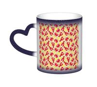 NImongt Taza de café de cerámica con estampado de langosta y cangrejo y cielo estrellado que cambia de color, para casa, oficina, cafetería, regalo de cumpleaños