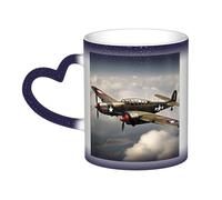 NImongt Taza de cerámica con diseño de aviones de la Segunda Guerra Mundial 2 estándar, escala 2_00x, diseño de cielo estrellado que cambia de color, para casa, oficina, café, regalo, tazas de café de