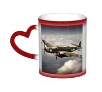 NImongt Taza de cerámica con diseño de aviones de la Segunda Guerra Mundial 2 estándar, escala 2_00x, diseño de cielo estrellado que cambia de color, para casa, oficina, café, regalo, tazas de café de