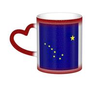 NImongt Taza de cerámica con diseño de bandera del estado de Alaska que cambia de color, para casa, oficina, cafetería, regalo de cumpleaños