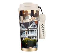NImongt Taza de té de acero inoxidable con estampado de San Francisco para bebidas frías y calientes, uso diario, oficina, taza de viaje