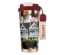 NImongt Taza de té de acero inoxidable con estampado de San Francisco para bebidas frías y calientes, uso diario, oficina, taza de viaje