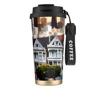 NImongt Taza de té de acero inoxidable con estampado de San Francisco para bebidas frías y calientes, uso diario, oficina, taza de viaje