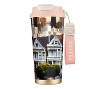 NImongt Taza de té de acero inoxidable con estampado de San Francisco para bebidas frías y calientes, uso diario, oficina, taza de viaje