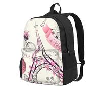 NImongt The Paris Tower And A Bicycle Print Mochila de gran capacidad para adultos, viajes, escuela, viajes, trabajo, uso diario al aire libre