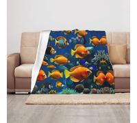 NImongt The Underwater World - Manta de sofá con estampado de peces tropicales de 50 x 40 pulgadas, lindas mantas de cama grande, manta cálida y acogedora para sofá