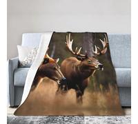 NImongt Wildlife Hunting Deer Bear Elk Print - Manta de franela transpirable ligera y agradable a la piel para cama