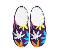 NImongt Zapatillas lavables para interiores con estampado de malas hierbas y colores brillantes para mujeres y hombres, bonitos y elegantes zapatos de hotel para invitados