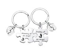 Nimteve Llavero de rompecabezas para mamá papá de un ángel, aborto espontáneo, pérdida de bebé, llavero conmemorativo de pérdida de bebé, regalos de condolencias para la pérdida del embarazo, regalos