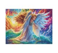 Niña ángel alas Brillo Atardecer Rompecabezas 500 Piezas Cartón para Adultos Y Adolescentes para Coleccionistas Decoración Única Hogar Antiestrés Regalo Reyes Magos 500 PCS
