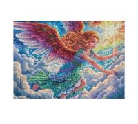 Niña ángel Volando Nubes Rompecabezas 300 Piezas Cartón para Parejas Actividad Tiempo Libre Terapia Relajación Decoración Salón Regalo Sorpresa 300 PCS