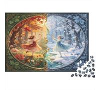 Niña Bosque Fantasía Puzzle de 1000 Piezas Papel para Adultos Escena Cuento Otoño Invierno Juego de Puzzle 1000 Piezas Familia Concentración Relajación Regalo 70x50cm/1000pcs