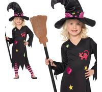 Niña Bruja Ceniza Disfraz & Sombrero & Medias Halloween Disfraz 1-6 Años