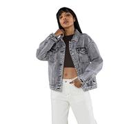 Nina Carter Chaqueta vaquera para mujer - Chaqueta vaquera recta con botones, bolsillos en el pecho y bolsillos laterales, chaqueta de entretiempo ligera con aspecto informal, Gris Claro (S570-1), S