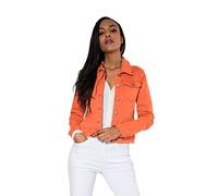 Nina Carter J212 Chaqueta de jeans de mujer Slim-Fit - Chaqueta de entretiempo en color con cuello Kent y bolsillos - Chaqueta para primavera y verano elástica, M
