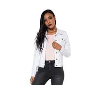 Nina Carter J212 Chaqueta vaquera para mujer, chaqueta de entretiempo, ligera, efecto de lavado, chaqueta vaquera informal, Blanco J212-2, XL