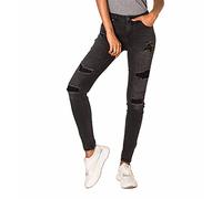 Nina Carter P100 Pantalones vaqueros ajustados para mujer, S-3XL, cintura alta, efecto desgastado, efecto lavado, Negro P101, L
