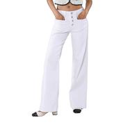 Nina Carter P139 - Pantalones vaqueros para mujer, corte acampanado, cintura alta, aspecto desgastado, Blanco P187-2, XS