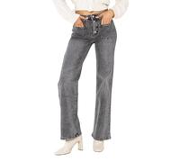 Nina Carter P139 - Pantalones vaqueros para mujer, corte acampanado, cintura alta, aspecto desgastado, Gris P139-17, XXL
