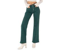 Nina Carter P139 - Pantalones vaqueros para mujer, corte acampanado, cintura alta, aspecto desgastado, Verde Abeto (P139-29), XS