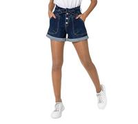 Nina Carter P168 - Pantalón corto de mezclilla para mujer, estilo A, cintura alta, aspecto desgastado, para verano, S