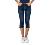 Nina Carter P516 Pantalones vaqueros capri para mujer de corte ajustado de cintura alta, vaqueros de verano, L delgado
