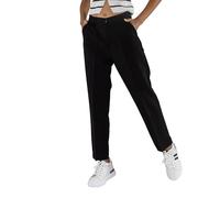 Nina Carter Pantalones chinos para mujer, corte ajustado, elegantes pantalones de tela en corte de cigarrillo con algodón elástico, pantalones de negocios y ocio con trabillas para cinturón, Negro