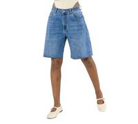Nina Carter Pantalones cortos para mujer P619 - Bermudas largas de mezclilla, corte holgado, dobladillo deshilachado, bermudas de verano para mujer, Azul P619-5, XS