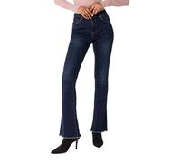 Nina Carter Pantalones vaqueros para mujer, estilo retro, cintura media, elásticos, aspecto desgastado, Azul Oscuro P218-2, S delgado