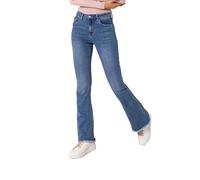 Nina Carter Pantalones vaqueros para mujer, estilo retro, cintura media, elásticos, aspecto desgastado, Azul P218-5, M delgado