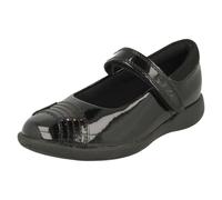 Niña Clarks Charol Escuela Zapatos Mary Jane Elegante Negro - Grabado Haz