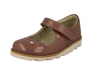 Niña Clarks Cuero/Charol Corazón Detallado Mary Jane Zapatos Estilo - Corona