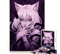 Niña con Orejas de Gato y zarcillos Oscuros,Rompecabezas de 1000 Piezas para Adultos,Ejercicio Mental,Escape Consciente,Cierre Seguro,Sorpresa navideña (50x75cm)