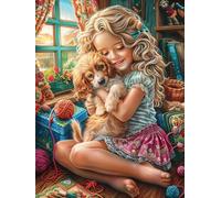 Niña con un Gato Puzzle 300 Piezas Cartón Resistente para Coleccionistas Sueño de Pintura al óleo de Cuento de Hadas Entretenimiento Toda La Familia Mejora Memoria Pack Completo para Navidad 300 PCS