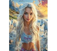 Niña con un Unicornio Rompecabezas 500 Piezas Cartón para Expertos Sueño de Pintura al óleo de Cuento de Hadas Mejora Memoria Actividad Tiempo Libre Pack Completo Original 500 PCS