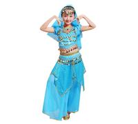 Niña Danza del Vientre para Mujer Lentejuelas Vestido Danza del Oriental Cosplay Conjunto de Baile India Árabe Disfraces Fiesta Carnaval Actuación Conjunto de 5 Piezas
