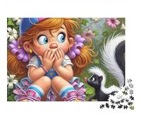 Niña de Dibujos Puzzle para Adultos Puzzle de 1000 Piezas Jardín Mofeta Juego de Puzzle 1000 Piezas Relajación Decoración Regalo 52x38cm/1000pcs
