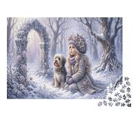 Niña de Invierno y perroRompecabezas Premium De 1000 Piezas Cartón Grueso Bosque de Nieve Helada Antistrés, Entretenimiento Familiar, Regalo Ideal para Días De Lluvia Y Tiempo Libre 52x38cm/1000pcs
