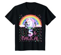 Niña del Quinto cumpleaños | Arcoiris de Unicornio mágico | Camiseta